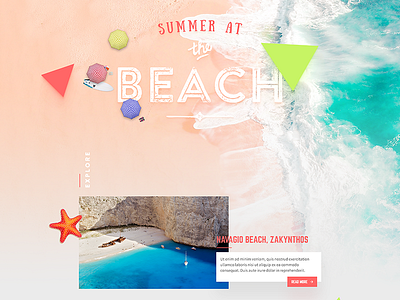 Travel oriented Homepage beach eshop flat golden ratio home homepage summer typography user interface