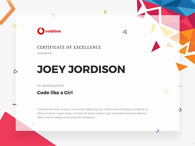 Certificate of Graduation certificate geometric golden ratio polygonal typography vodafone