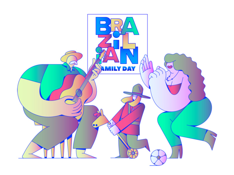 Brazilian Family Day 2018 / Vancouver CA samba guitar tropical family modernism infographic print web icon ui branding illustration