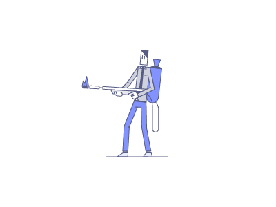 Fire animation character dropbox flame thrower gif illustration ui