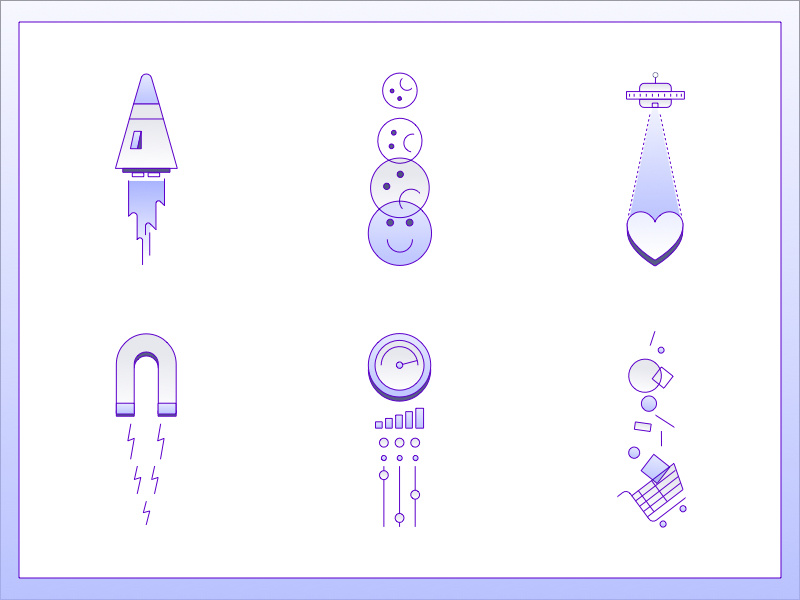 Sci-fi Icons branding web design ui sales spaceship aliens gradient icons iconography illustration