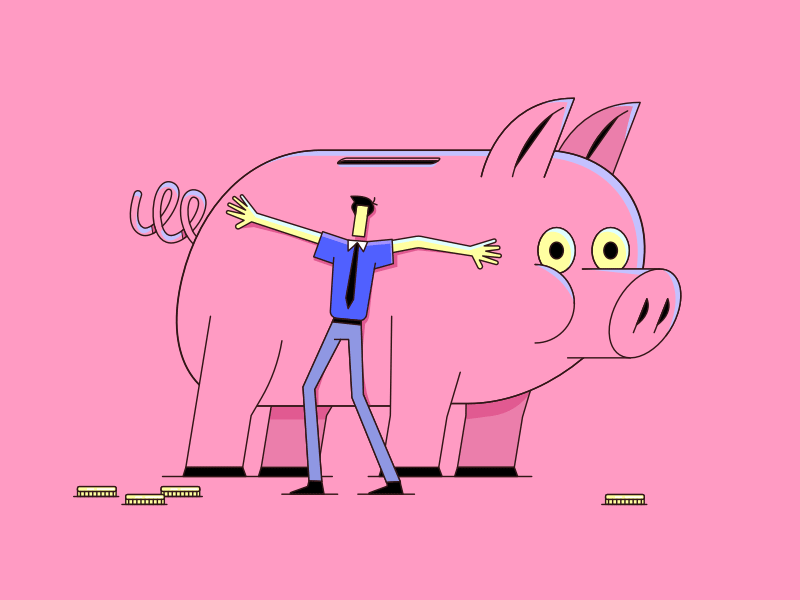Don T Break Your Bank - Illustration process design icon illustration pig piggybank process safe savings stroke illustration timelapse ui