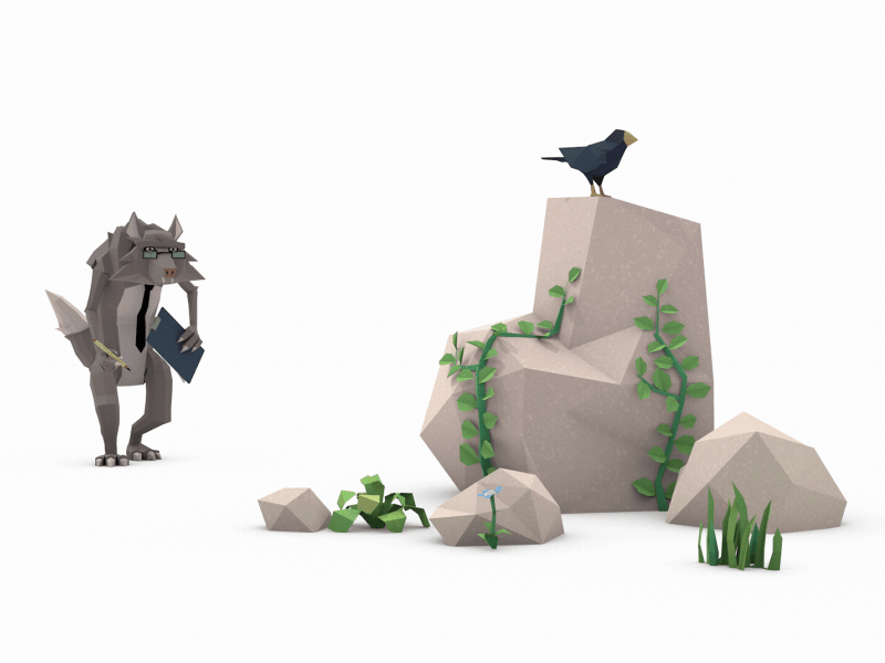 Bid Bad Wolf animation clickhouse design low minimalistic motion poly promo short storytelling white wolf