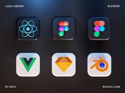 3D DESIGN LOGO 3d 3d logo blender blender logo react logo vue logo