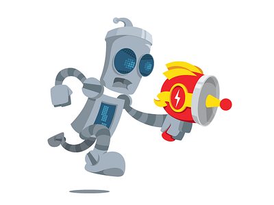 Run and Gun cartoon draw drawing illustration raygun robbie robot sketch vector zing design