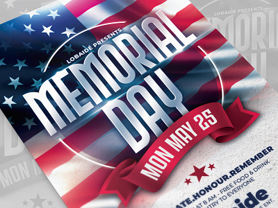 Memorial Day Flyer Template advertising america design event flyer flag day flyer flyer design flyer template honor lobaide memorial day memorial day flyer mock up template party flyer poster template template design templates usa