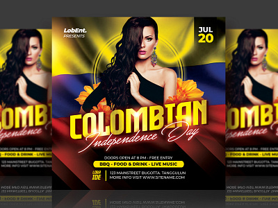 Colombian Independence Day Party Flyer advertising colombia colombian colombian illustration event event flyer flyer flyer template independence day night club nightclub party event party flyer sexy template design