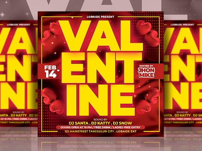 Valentine Day Flyer advertising flyer flyer design flyer template party event party flyer template template design valentine valentine day valentines day card valentines day flyer valentinesday
