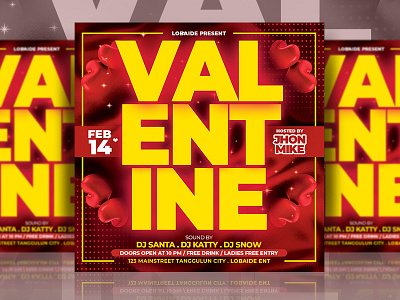 Valentine Day Flyer advertising flyer flyer design flyer template party event party flyer template template design valentine valentine day valentines day card valentines day flyer valentinesday