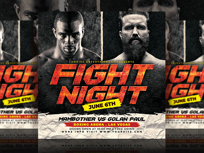 Fight Night Flyer advertising boxer boxing day design event flyer fighting flyer flyer design flyer template mma party event psd design psd template template template design ufc