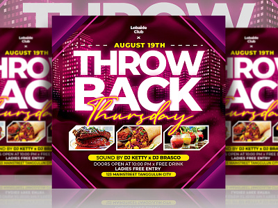 Throwback Thursday Flyer advertising creative creative design creative flyer design event flyer flyer design flyer template logo menu design mixtape night club night club flyer party event party flyer restaurant flyer restaurant menu square template template design