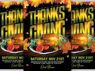 Thanksgiving Flyer advertising autumn design event event flyer fall flyer design flyer template gold party event poster print template design thanksgiving thanksgiving day