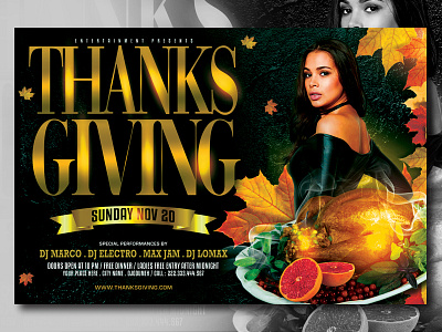 Thanksgiving Flyer Template advertising black and gold cover event event flyer flyer design flyer template invitation design mixtape party event party flyer poster poster design template design thanksgiving thanksgiving day ui