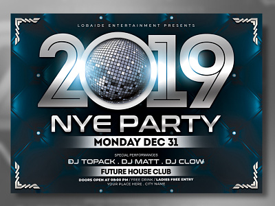 New Year Eve Party Flyer advertising birthday flyer birthday invitation design event event flyer flyer design flyer template happy new year flyer new year 2019 new year card new year eve new year flyer new year party party event party flyer poster print template design ui