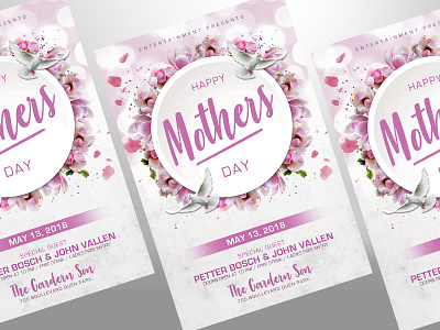 Mothers Day advertising dove event flyer flower flyer design flyer template greetingcard mothers day mothers day card mothers day flyer pink print template design white