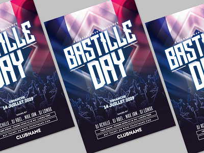 Bastille Day Flyer advertising bastille day bastille day party event flyer flyer flyer design flyer template france freebies happy bastille day mock up party event party flyer poster print summer template template design