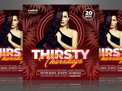 Thirsty Thursdays Flyer Template advertising autumn black and gold event flyer floral flyer flyer design flyer template instagram instagram template mockup night club party party flyer pattern poster square template design templates