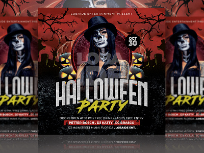 Halloween Flyer Template advertising color block event flyer flyer flyer design flyer template halloween bash halloween design halloween flyer halloween party instagram mock up party event party flyer red scary socialmedia square template template design