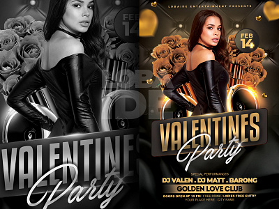 Valentines Party Flyer Template black and gold elegant event flyer flower flyer design flyer template mock up party event party flyer template template design valentine day valentines da party valentines day flyer valentines party flyer