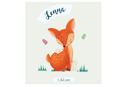 Birth announcement card for Lenna