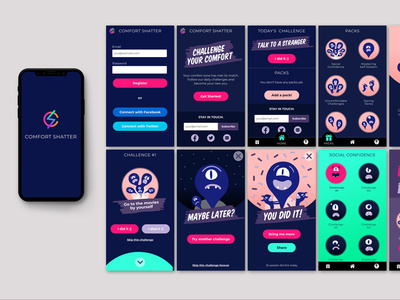 Comfort Shatter animation app design icon illustration illustrator invision invisionapp invisionstudio mobile monsters prototype ui ux vector