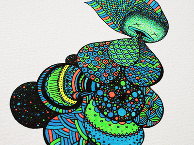 Fish puking colorful drawing fish fluo illustration inks patterns vomit