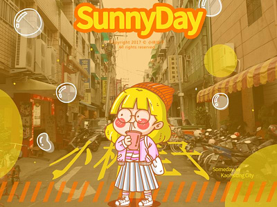 sunny day colors cute drawing girls illustration picture
