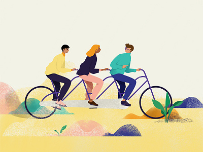 Tandem bike editorial illustration