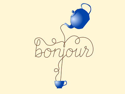 Bonjour hand lettering illustration typography