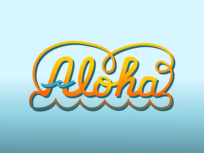 Aloha color hand lettering typography