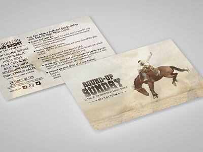 Western Sunday Invite cowboy flyer hat horse invite lasso outdoor print design roundup west western