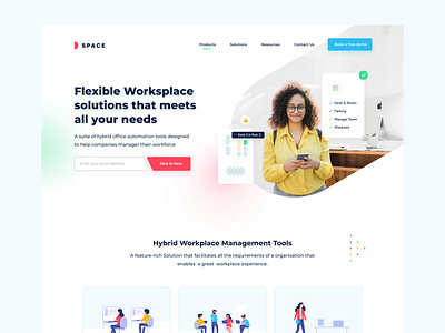 Landing Page | Office space booking | Product design landing page ui website
