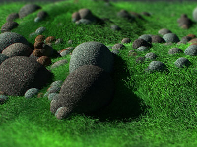 Grass and rocks 3d modo