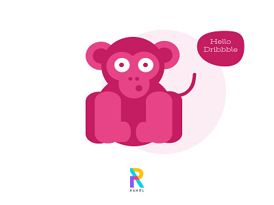 Hello Dribble dribble hello illustration minimal monkey pink rahul