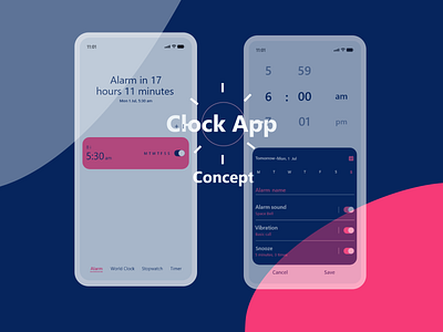 Clock app Concept alarm clock clock app logo minimal uidesign vector