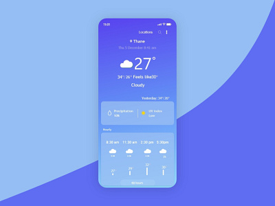 Weather app screen app blue design icon illustration minimal ui