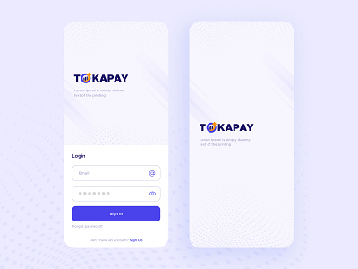 Splash & Login page of Tokapay Mobile App app design mobile mobile app payment transaction ui uiux