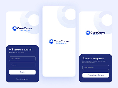 Cure Curve Mobile App : Splash, Login & Forgot Password Pages