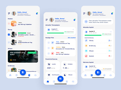 Cure Curve Mobile App: General and Therapy Dashboard pages app cure curve design mobile mobile app ui ui research ux ux design ux research