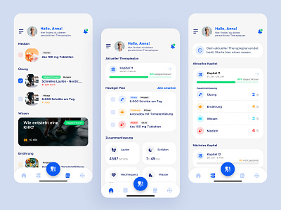 Cure Curve Mobile App: General and Therapy Dashboard pages