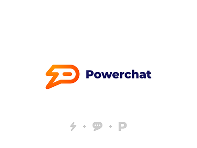 Powerchat Logo Concept branding chat lightning logo logo messaging logo