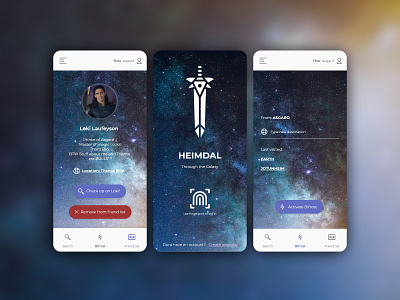 Heimdal - Application for asguard warriors adobe adobe xd adobexd app application application ui geek interface mobile app design profile uidesign uiux user profile ux uxdesign