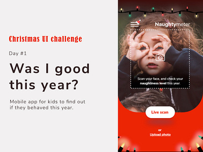 Kids app - face scan, naughtiness measurement adobe xd adobexd application application ui christmas day1 first screen interface ui ui challenge uiux ux