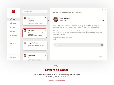 Santa Mail Box adobe xd application application ui christmas email interface letters list mail mailbox mailer mailer design ui uiux ux