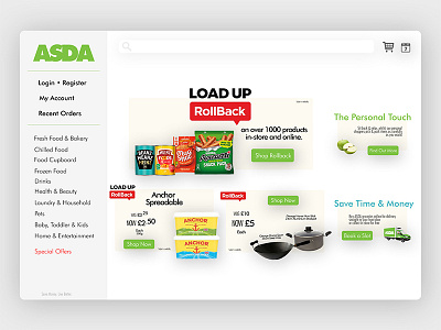 ASDA Online Grocery Store UI Design app asda concept food grocery mockup store ui walmart website