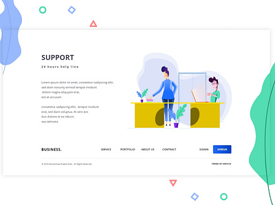 Support Footer Shots footer illustraion landing landing page office support web app web design web page website website design