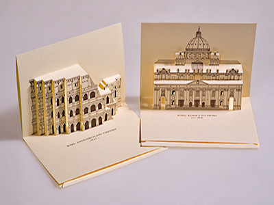 3D Popup Kirigami postcards of Rome, Italy 3d kirigami origami origamic architecture paper architecture paper engineering popup