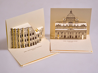 3D Popup Kirigami postcards of Rome, Italy