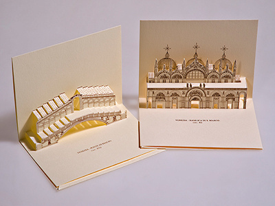 3D Popup Kirigami postcards of Venice, Italy