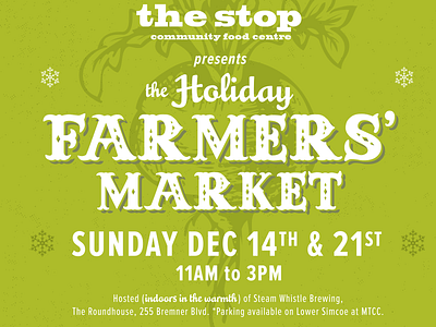 Holiday Farmers Market Poster farmers market green holiday illustration poster snowflakes typography